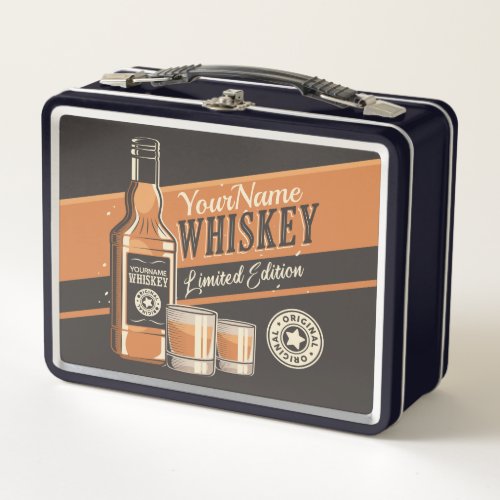 Personalized Whiskey Liquor Bottle Western Bar   Metal Lunch Box