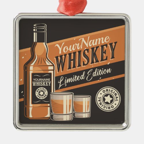 Personalized Whiskey Liquor Bottle Western Bar  Metal Ornament