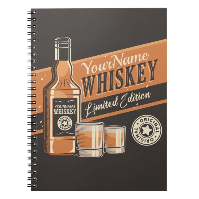 Personalized Whiskey Liquor Bottle Western Bar Notebook (Front)