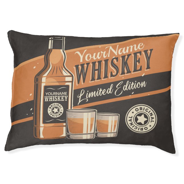 Personalized Whiskey Liquor Bottle Western Bar Pet Bed (Front)