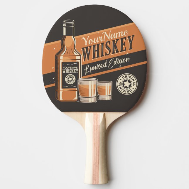Personalized Whiskey Liquor Bottle Western Bar Ping Pong Paddle (Front)