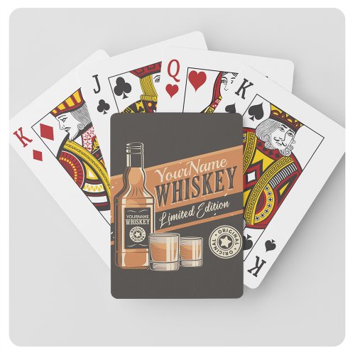 Personalized Whiskey Liquor Bottle Western Bar   Poker Cards