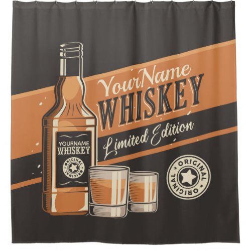 Personalized Whiskey Liquor Bottle Western Bar Shower Curtain