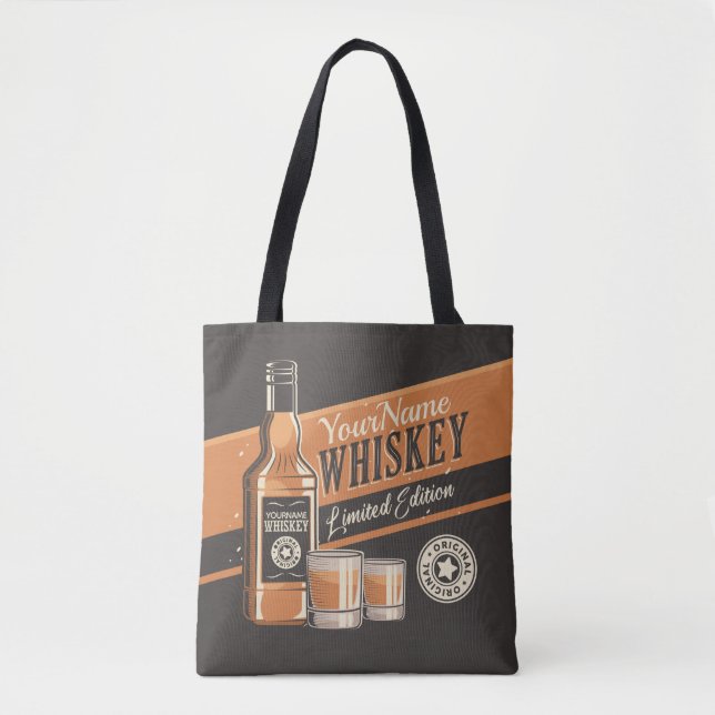 Personalized Whiskey Liquor Bottle Western Bar  Tote Bag (Front)
