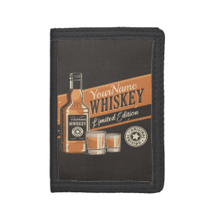 Personalized Whiskey Liquor Bottle Western Bar Tri-fold Wallet