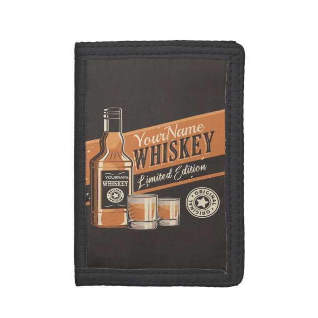 Personalized Whiskey Liquor Bottle Western Bar  Trifold Wallet (Front Vertical)