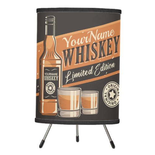 Personalized Whiskey Liquor Bottle Western Bar  Tripod Lamp