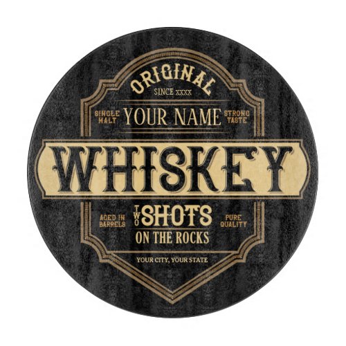 Personalized Whiskey on the Rocks Liquor Label Bar Cutting Board