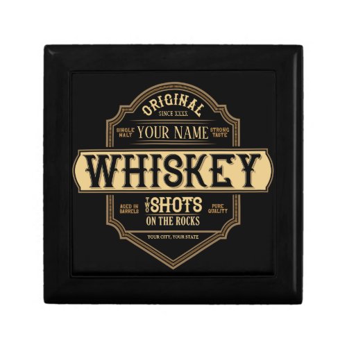 Personalized Whiskey on the Rocks Liquor Label Bar Gift Box