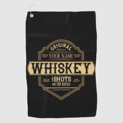 Personalized Whiskey on the Rocks Liquor Label Bar Golf Towel