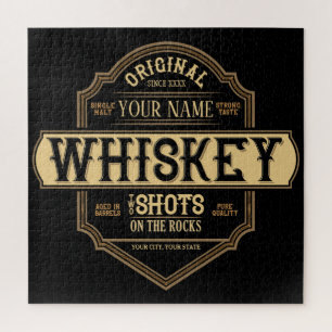 Personalized Whiskey on the Rocks Liquor Label Bar Jigsaw Puzzle