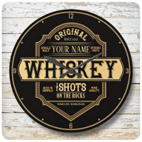 Personalized Whiskey on the Rocks Liquor Label Bar Large Clock
