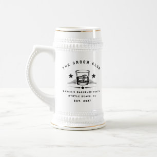 Personalized Whiskey Themed Weekend Bachelor Party Beer Stein