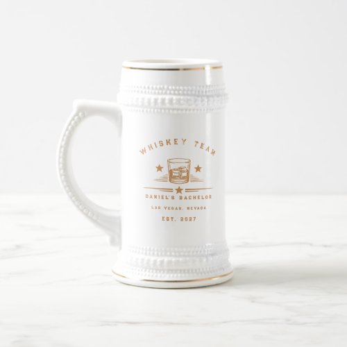 Personalized Whiskey Themed Weekend Bachelor Party Beer Stein