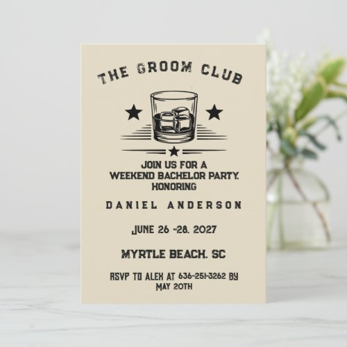 Personalized Whiskey Themed Weekend Bachelor Party Invitation