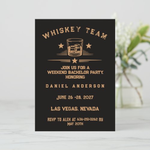 Personalized Whiskey Themed Weekend Bachelor Party Invitation