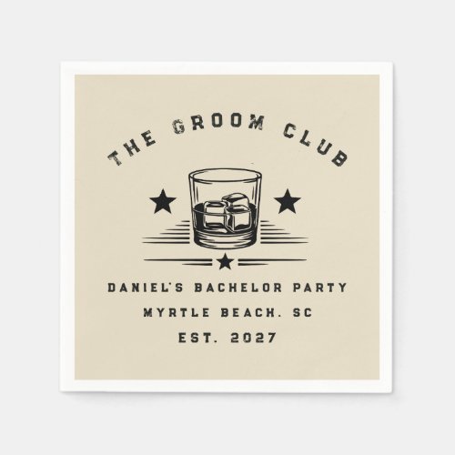 Personalized Whiskey Themed Weekend Bachelor Party Napkins