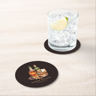 Personalized Whisky Men's Birthday  Round Paper Coaster