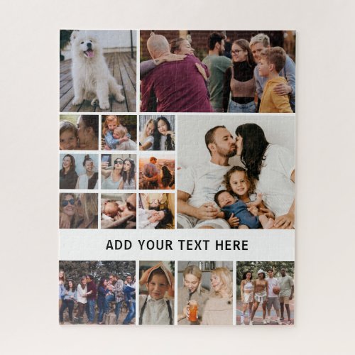 Personalized White 16 Photo Collage Jigsaw Puzzle