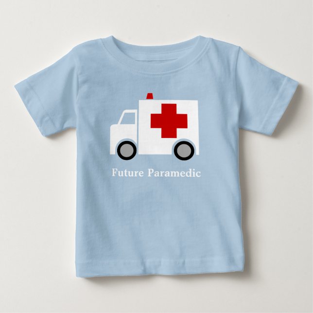 Personalized| White Ambulance | Future Paramedic Baby T-Shirt (Front)