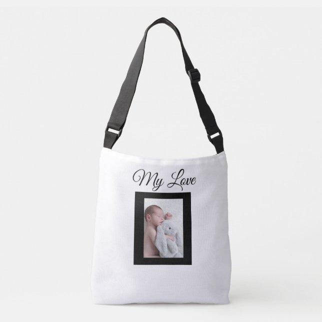 Personalized white and black baby photo Tote Bag (Front)