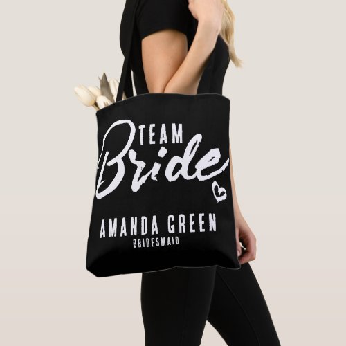 Personalized White And Black Bridesmaids Group Tot Tote Bag