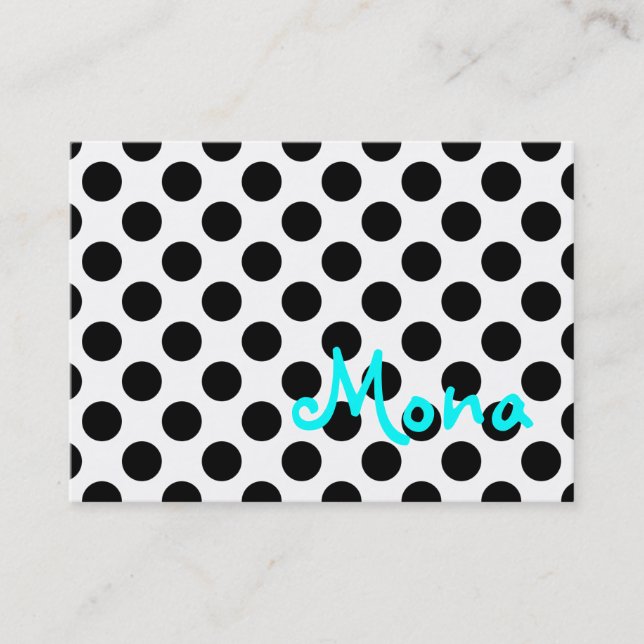 Personalized White and Black Polka Dot Business Card (Front)