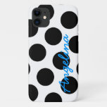 Personalized White And Black Polka Dot Iphone 11 Case at Zazzle
