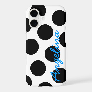 Personalized White and Black Polka Dot iPhone 17 Case