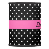 Personalized White and Black Polka Dot Pattern Lamp Shade (Left)