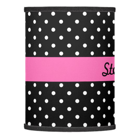 Personalized White and Black Polka Dot Pattern Lamp Shade (Left)