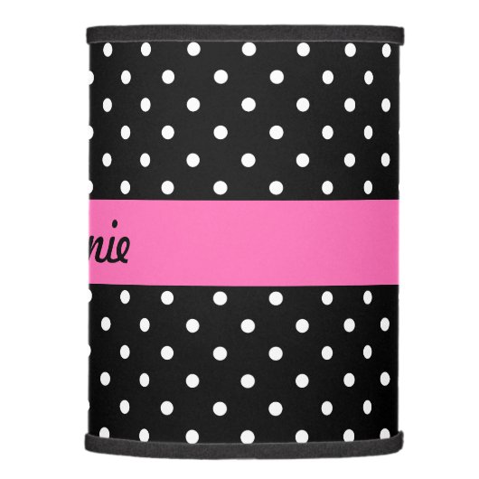 Personalized White and Black Polka Dot Pattern Lamp Shade (Right)