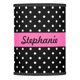 Personalized White and Black Polka Dot Pattern Lamp Shade