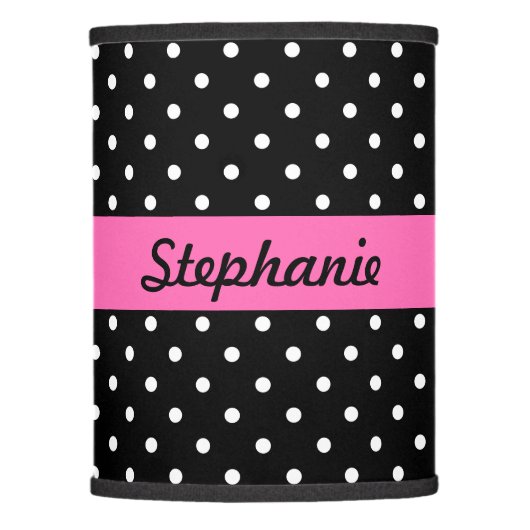 Personalized White and Black Polka Dot Pattern Lamp Shade (Front)