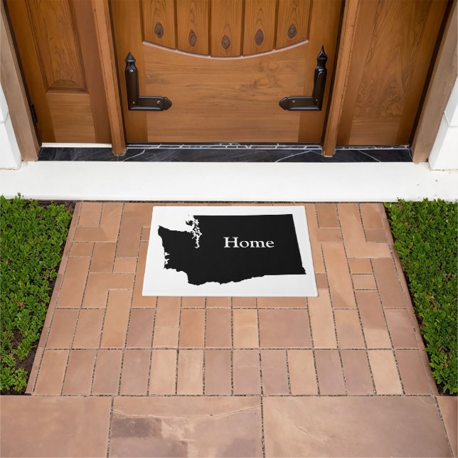 Personalized White and Black Washington Doormat (Outdoor)