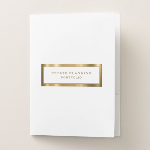 Personalized White and Gold Estate Planning Pocket Folder