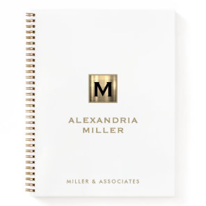 Personalized White and Gold Initial Logo Spiral Notebook