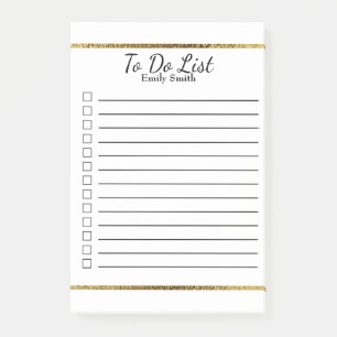 Personalized White and Gold Lined To Do List Post-it Notes