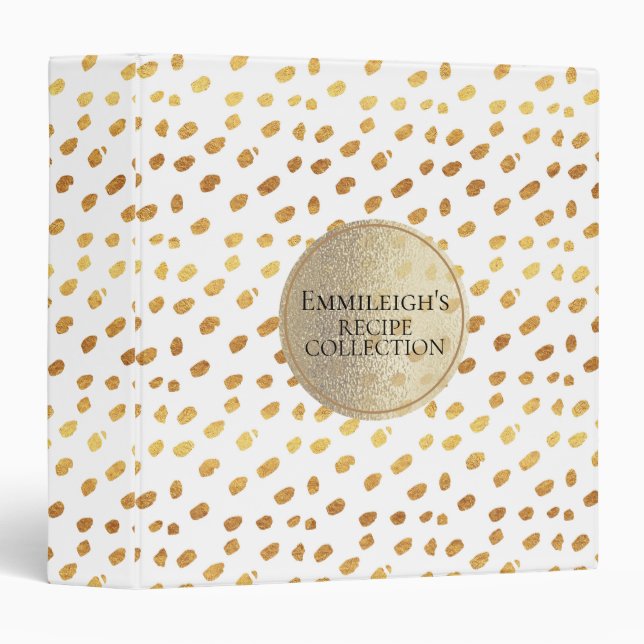 Personalized White and Gold Recipe 3 Ring Binder (Front/Spine)