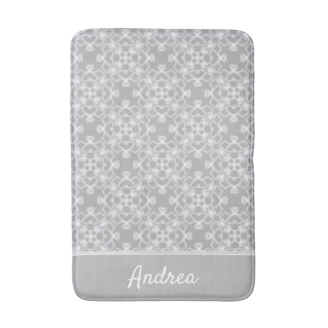 Personalized white and gray pattern bath mat (Front Vertical)