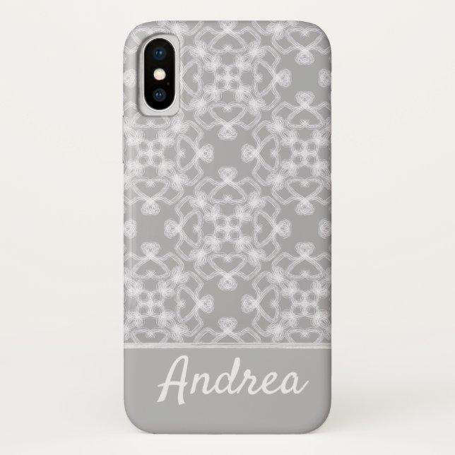 Personalized white and gray pattern Case-Mate iPhone case (Back)
