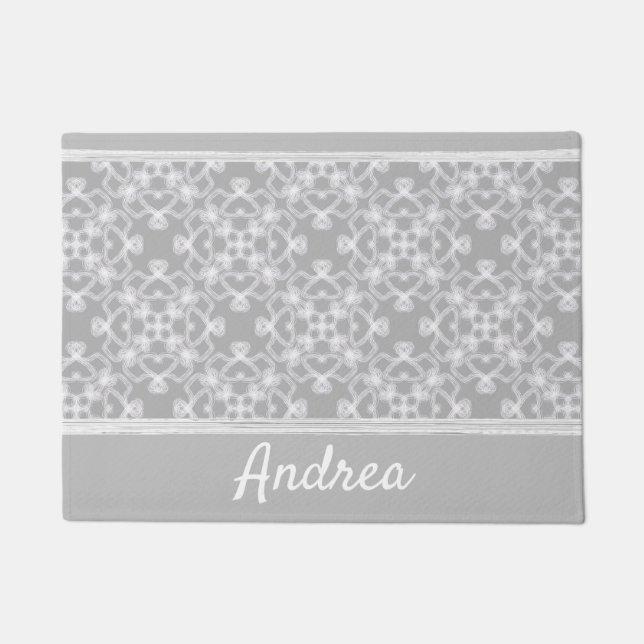 Personalized white and gray pattern doormat (Front)