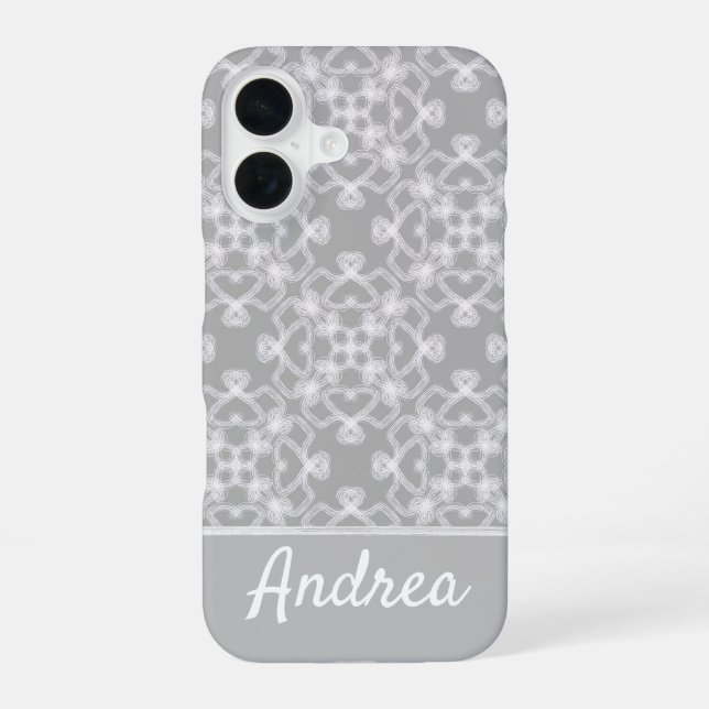 Personalized white and gray pattern iphone case (Back)