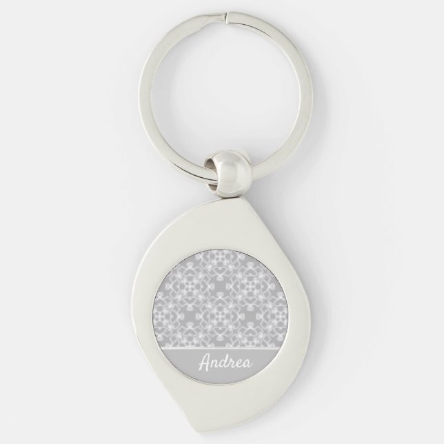Personalized white and gray pattern keychain (Front)