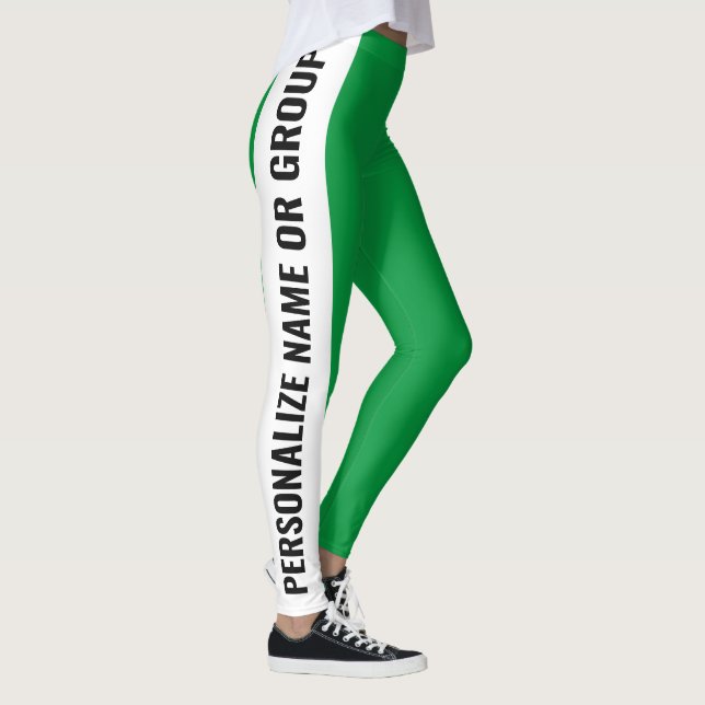 Personalized White And Green trendy girly Leggings (Right)