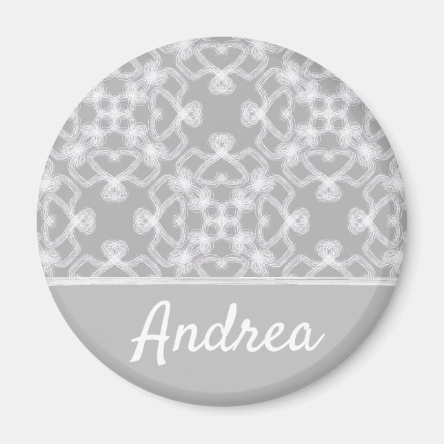 Personalized white and grey pattern magnet (Front)