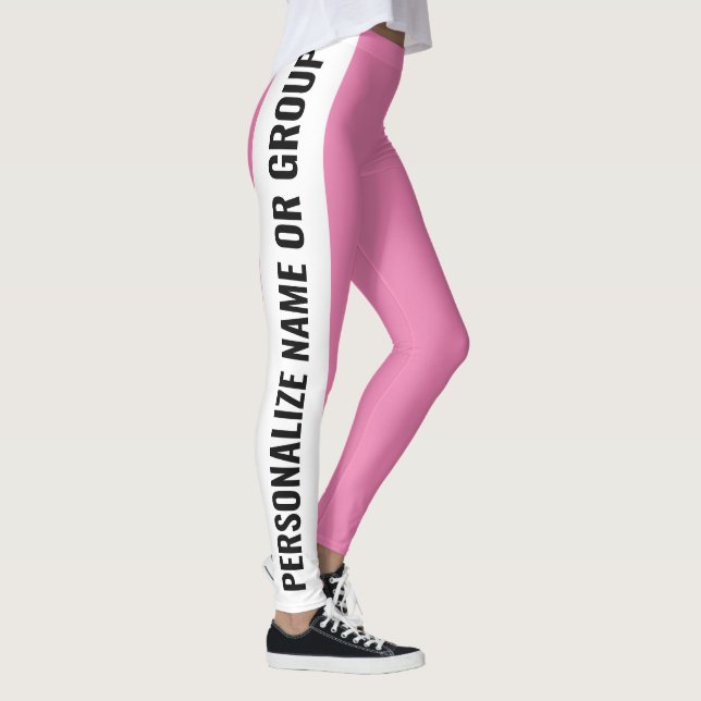 Personalized White And Pink trendy girly Leggings (Right)