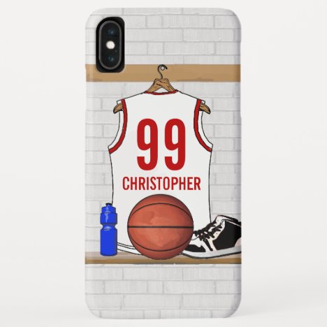 Personalized White and Red Basketball Jersey iPhone XS Max Case