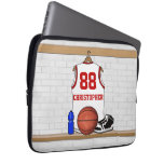 Personalized White and Red Basketball Jersey Laptop Sleeve