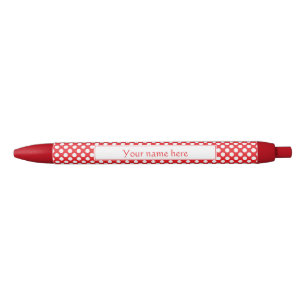 Personalized White and Red Polka Dot Pen